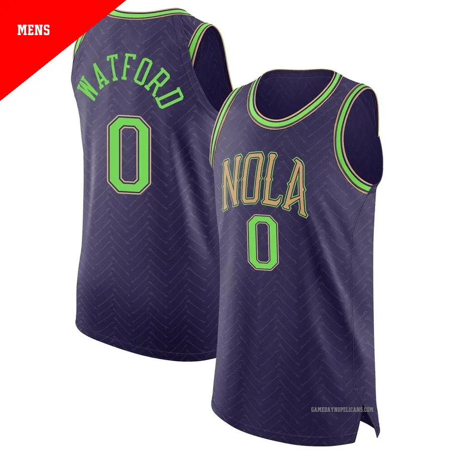 ＃0 Men's Trendon Watford New Orleans Pelicans 2024/25 Authentic Purple City Edition Jersey