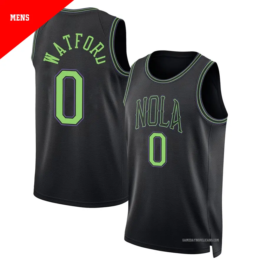 ＃0 Men's Trendon Watford New Orleans Pelicans 2025/26 Swingman Black City Edition Jersey