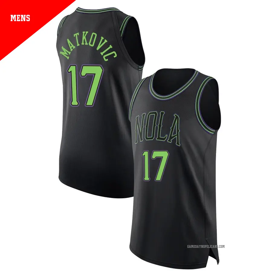 ＃17 Men's Karlo Matkovic New Orleans Pelicans 2023/24 Authentic Black City Edition Jersey