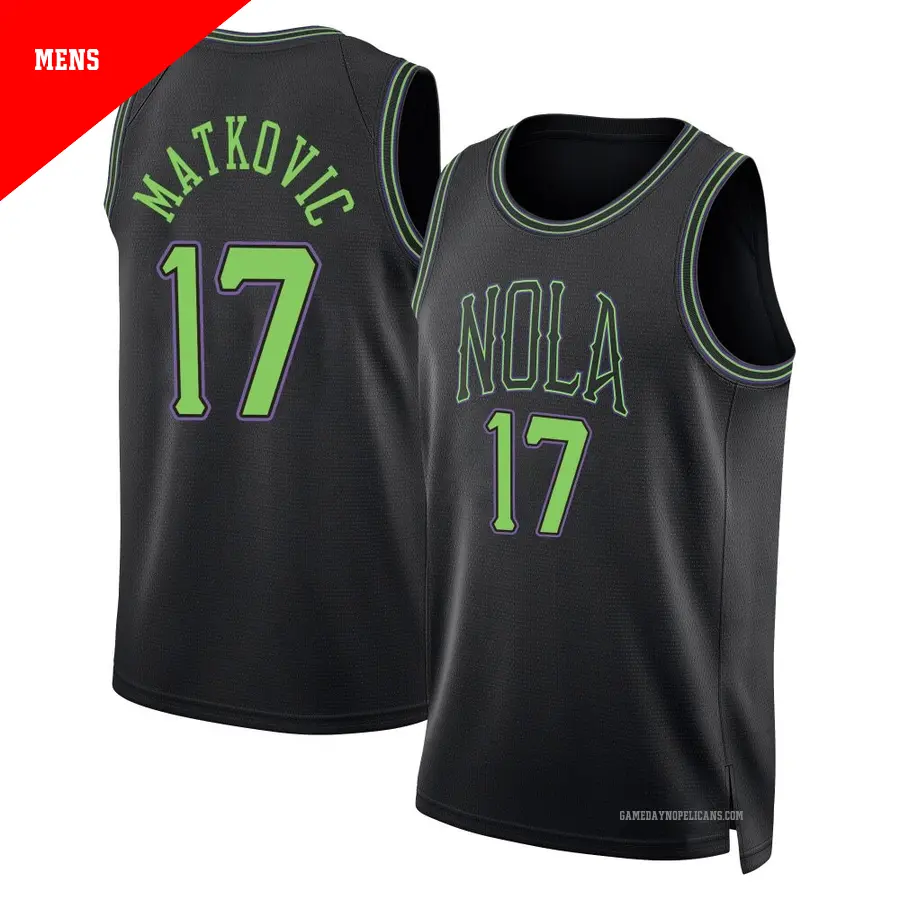＃17 Men's Karlo Matkovic New Orleans Pelicans 2023/24 Swingman Black City Edition Jersey
