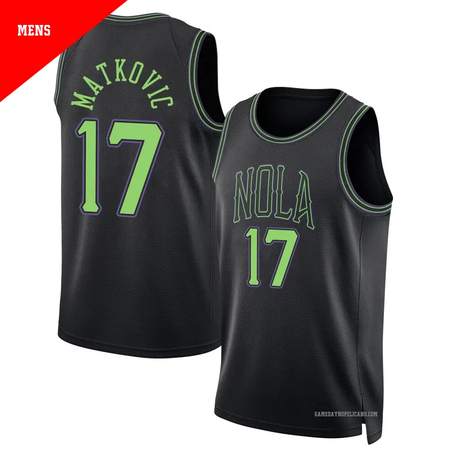 ＃17 Men's Karlo Matkovic New Orleans Pelicans 2025/26 Swingman Black City Edition Jersey