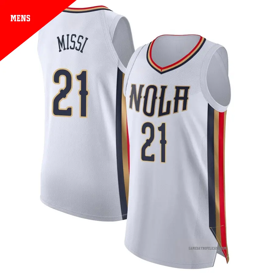 ＃21 Men's Yves Missi New Orleans Pelicans 2021/22 Authentic White City Edition Jersey