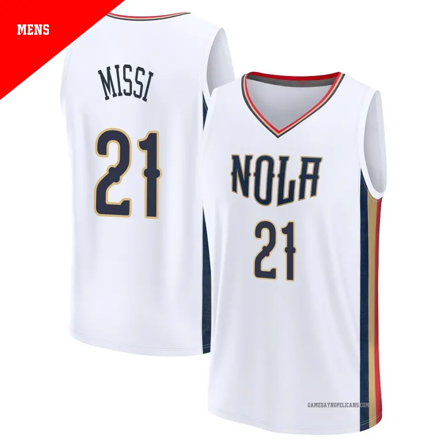 ＃21 Men's Yves Missi New Orleans Pelicans 2021/22 Fast Break White Replica City Edition Jersey