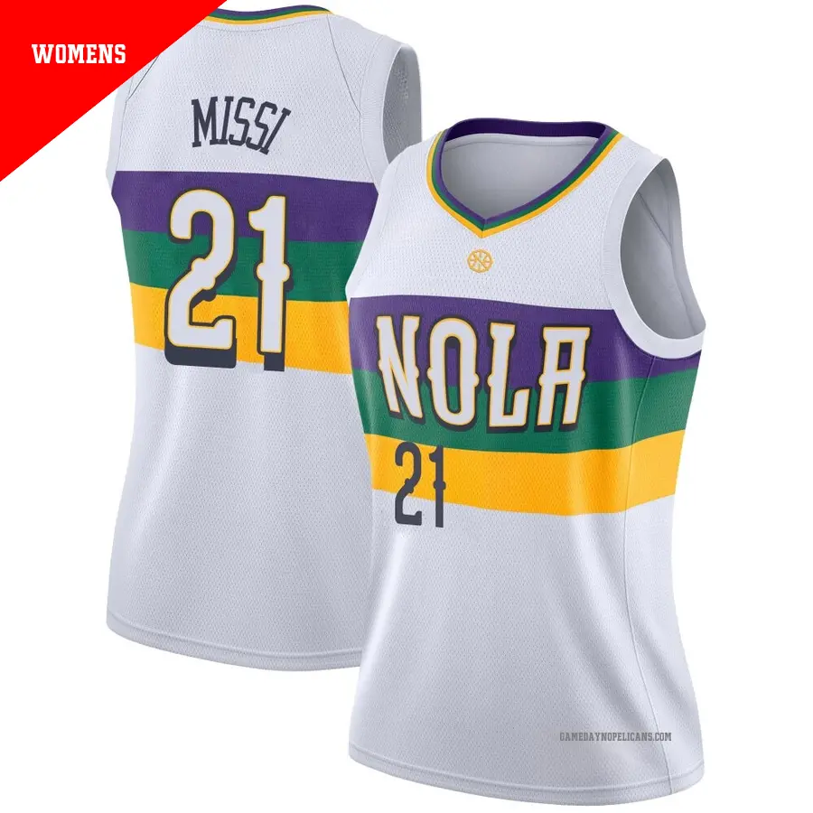 ＃21 Women's Yves Missi New Orleans Pelicans 2018/19 Swingman White JerseyCity Edition