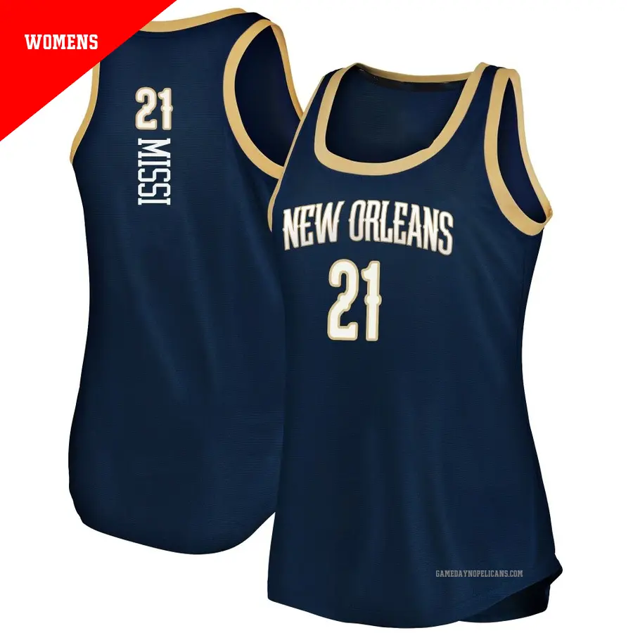 ＃21 Women's Yves Missi New Orleans Pelicans 2019/20 Fast Break Navy Tank Jersey Icon Edition
