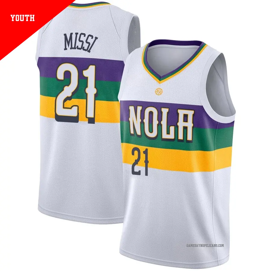 ＃21 Youth Yves Missi New Orleans Pelicans 2018/19 Swingman White JerseyCity Edition