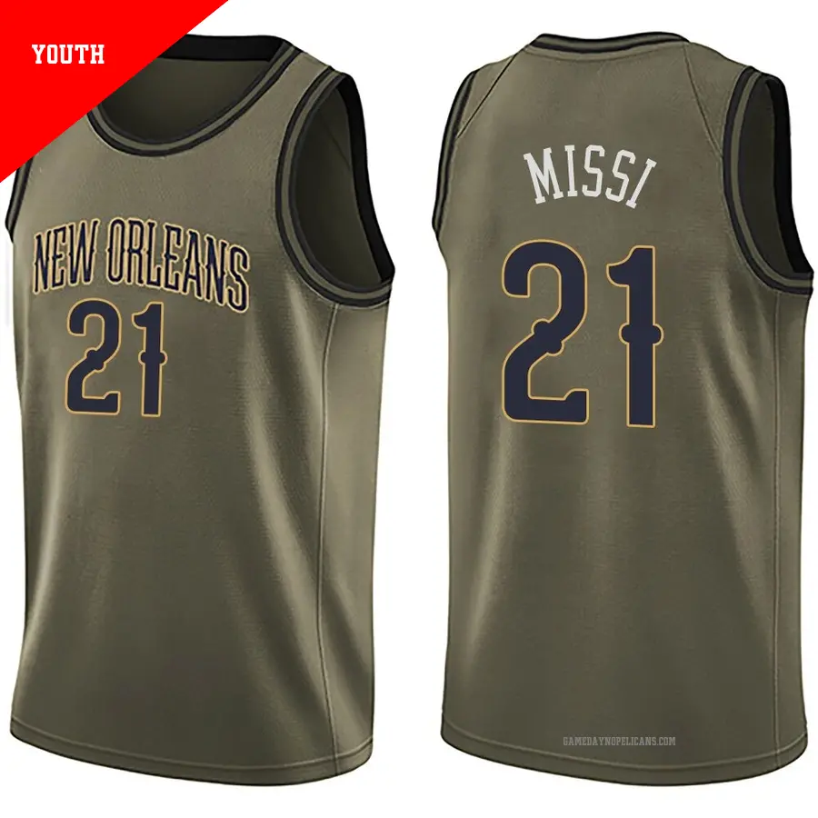＃21 Youth Yves Missi New Orleans Pelicans Green Swingman Salute to Service Jersey