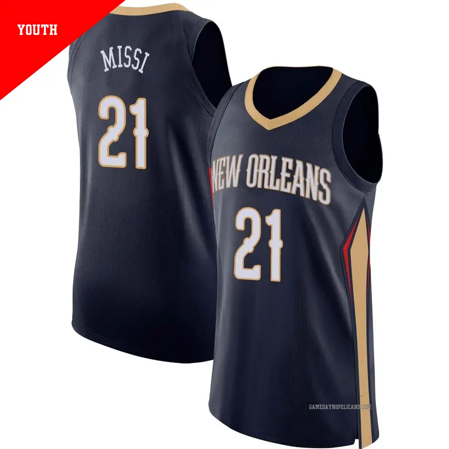 ＃21 Youth Yves Missi New Orleans Pelicans Navy Authentic Jersey Icon Edition
