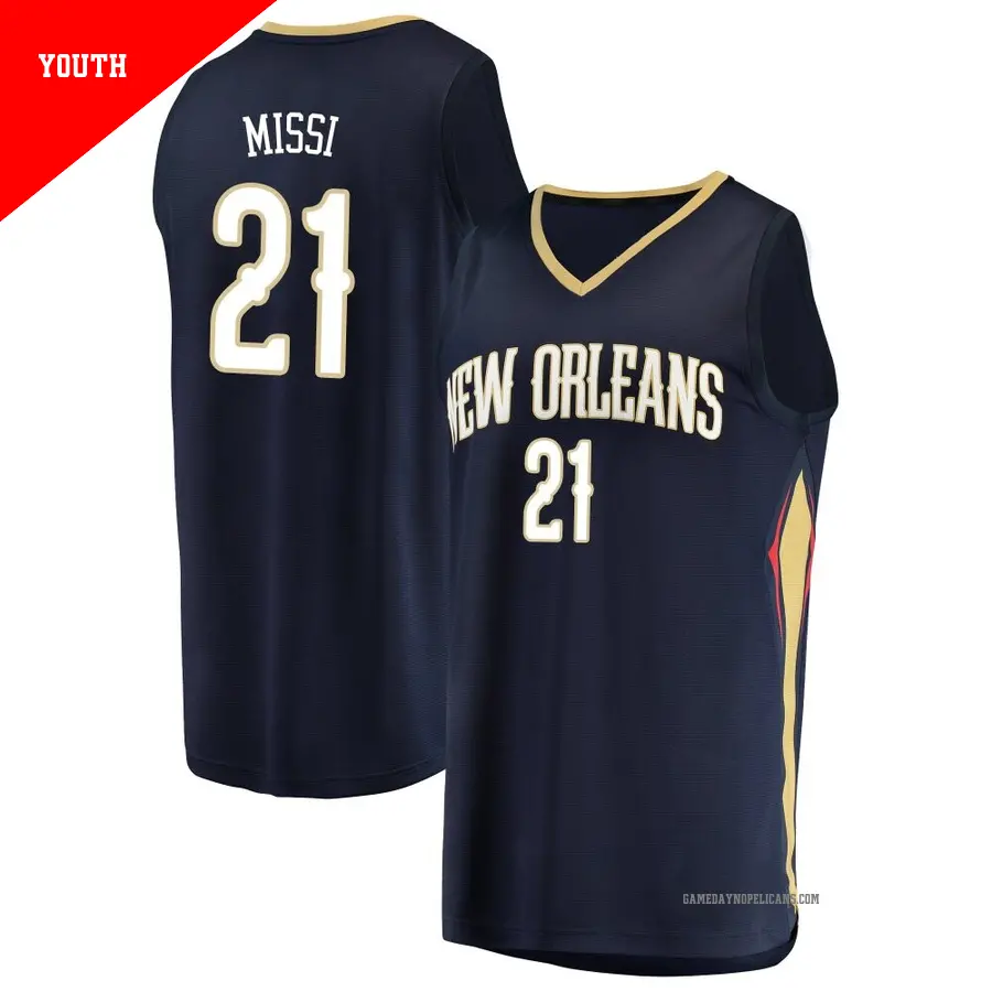 ＃21 Youth Yves Missi New Orleans Pelicans Navy Fast Break Jersey Icon Edition