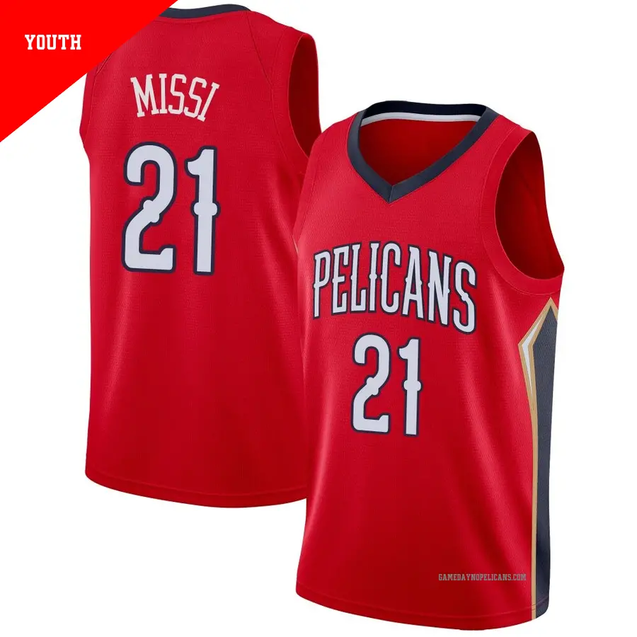 ＃21 Youth Yves Missi New Orleans Pelicans Red Swingman Jersey Statement Edition