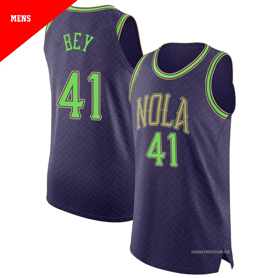 ＃41 Men's Saddiq Bey New Orleans Pelicans 2024/25 Authentic Purple City Edition Jersey